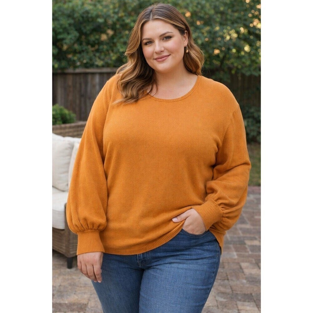 Est. 1946 Cato Plus Size Harvest Orange Balloon Sleeve Sweater 22/24W Soft Knit